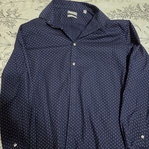 Michael Kors Dark Blue Polka Dot Button Down Shirt